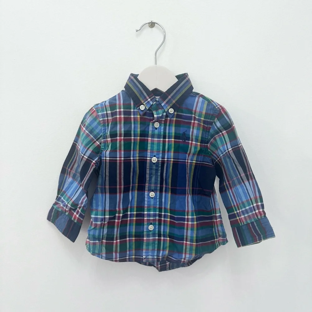 Ralph Lauren Plaid Button down long sleeve - 6months